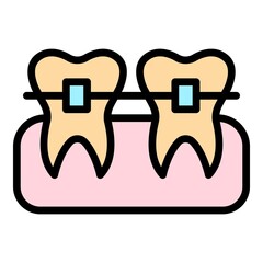Poster - Medical braces icon. Outline medical braces vector icon color flat isolated