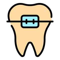 Poster - Dental clinic braces icon. Outline dental clinic braces vector icon color flat isolated