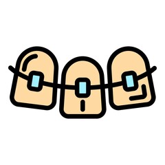 Poster - Dentristy braces icon. Outline dentristy braces vector icon color flat isolated