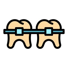 Poster - Align braces icon. Outline align braces vector icon color flat isolated