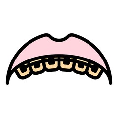 Poster - Smile braces icon. Outline smile braces vector icon color flat isolated