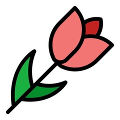 Poster - tulip flower icon. outline tulip flower vector icon color flat isolated