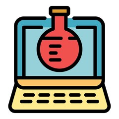 Poster - Online chemistry icon. Outline online chemistry vector icon color flat isolated