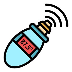 Poster - Non contact thermometer icon. Outline non contact thermometer vector icon color flat isolated