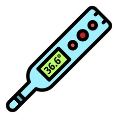 Poster - Fever digital thermometer icon. Outline fever digital thermometer vector icon color flat isolated