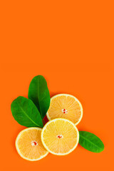 Tropical organic lemon fruit, citrus, vitamin C. Lemon slices. Creative summer minimalistic background.