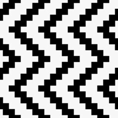 Poster - Pixelated zig zag of black diagonal lines. Vector with a repeating string.