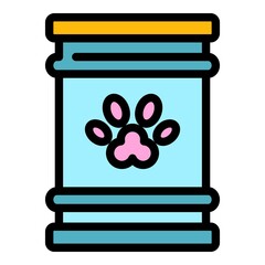 Poster - Cat canned food icon. Outline cat canned food vector icon color flat isolated
