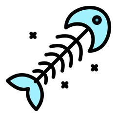 Poster - fish skeleton icon. outline fish skeleton vector icon color flat isolated
