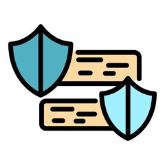 Poster - secure shield icon. outline secure shield vector icon color flat isolated