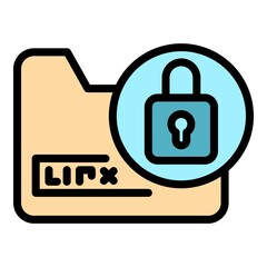 Poster - Secured files icon. Outline secured files vector icon color flat isolated