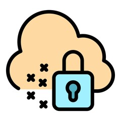 Poster - secured cloud icon. outline secured cloud vector icon color flat isolated