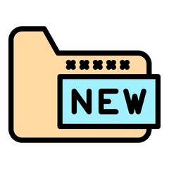 Poster - New secured file icon. Outline new secured file vector icon color flat isolated