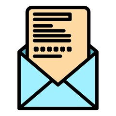 Poster - Open envelope password icon. Outline open envelope password vector icon color flat isolated