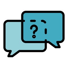 Poster - Question discussion chat icon. Outline question discussion chat vector icon color flat isolated