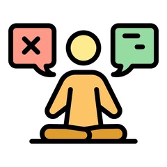 Poster - Meditation mind discussion icon. Outline meditation mind discussion vector icon color flat isolated