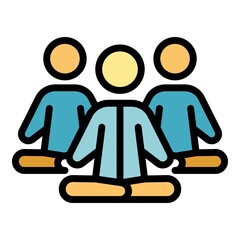 Wall Mural - Group meditation icon. Outline group meditation vector icon color flat isolated