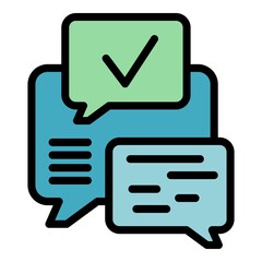 Poster - School group chat icon. Outline school group chat vector icon color flat isolated