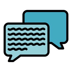 Poster - Long chat bubble icon. Outline long chat bubble vector icon color flat isolated