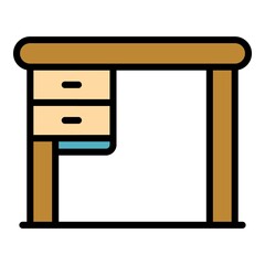Wall Mural - Interior table icon. Outline interior table vector icon color flat isolated