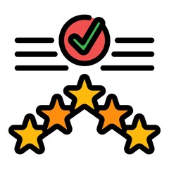 Poster - Rating credibility icon. Outline rating credibility vector icon color flat isolated