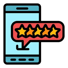 Poster - Smartphone online rating icon. Outline smartphone online rating vector icon color flat isolated