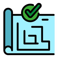 Poster - Architect plan control icon. Outline architect plan control vector icon color flat isolated