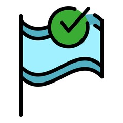 Poster - Flag control icon. Outline flag control vector icon color flat isolated