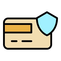 Poster - Secured bank card icon. Outline secured bank card vector icon color flat isolated