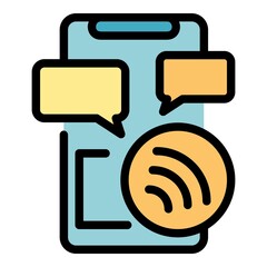 Poster - Phone connection icon. Outline phone connection vector icon color flat isolated
