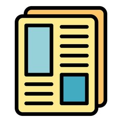 Poster - News article icon. Outline news article vector icon color flat isolated