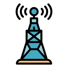 Poster - Point wifi icon. Outline point wifi vector icon color flat isolated