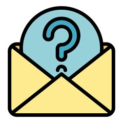 Poster - Question envelope icon. Outline question envelope vector icon color flat isolated