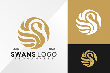 Sticker - Letter S Swan Logo Design Vector illustration template