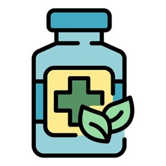 Poster - Drugs pack icon. Outline drugs pack vector icon color flat isolated