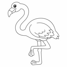 Flamingo Coloring Page Isolated For Kids