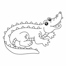 Crocodile Coloring Page Isolated For Kids