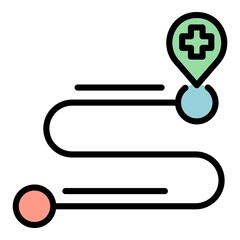 Wall Mural - Pharmacy location icon. Outline pharmacy location vector icon color flat isolated