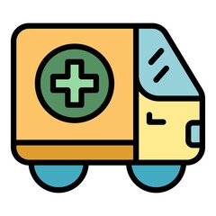 Poster - Medical van icon. Outline medical van vector icon color flat isolated