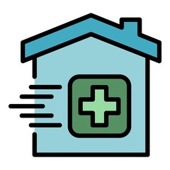 Poster - house delivery drugs icon. outline house delivery drugs vector icon color flat isolated