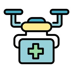 Poster - Medical drone icon. Outline medical drone vector icon color flat isolated