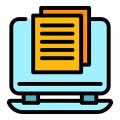 Poster - Job announce online icon. Outline job announce online vector icon color flat isolated