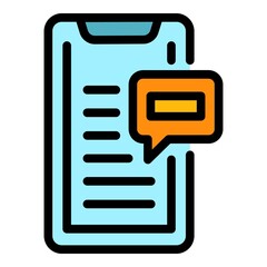 Poster - Job phone chat icon. Outline job phone chat vector icon color flat isolated