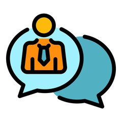 Poster - Job chat icon. Outline job chat vector icon color flat isolated