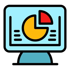 Poster - Results pie icon. Outline results pie vector icon color flat isolated