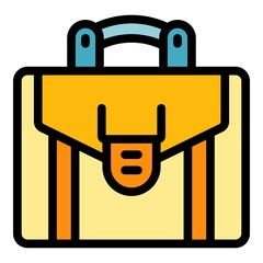 Poster - Office briefcase icon. Outline office briefcase vector icon color flat isolated
