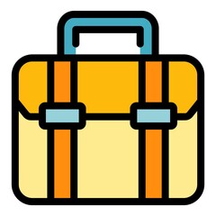 Sticker - Work briefcase icon. Outline work briefcase vector icon color flat isolated