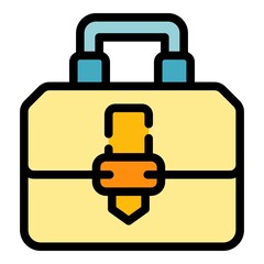 Sticker - Briefcase bag icon. Outline briefcase bag vector icon color flat isolated