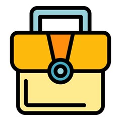 Poster - Documents briefcase icon. Outline documents briefcase vector icon color flat isolated