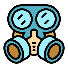 Sticker - Pollution gas mask icon. Outline pollution gas mask vector icon color flat isolated
